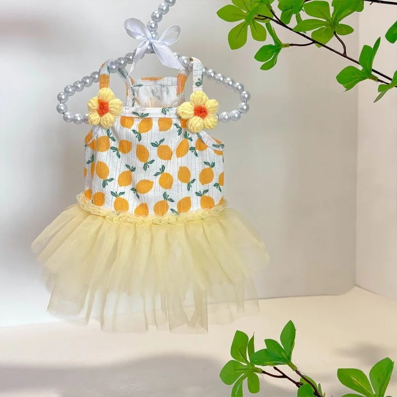 Ropa de verano para mascotas, vestido de gasa de encaje para perros pequeños, vestido Floral encantador para gatos, falda de fiesta de cumpleaños, disfraces, vestido de boda para perros - imagen 4