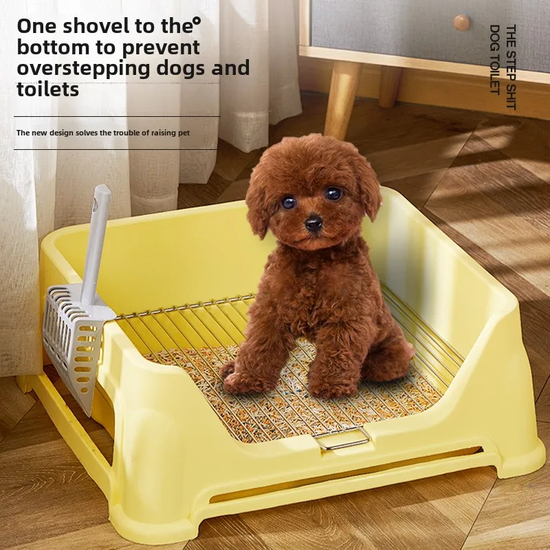 Inodoro grande para mascotas, rejilla de acero inoxidable de alto rodeado, orinal integrado para perros medianos y pequeños, suministros para mascotas