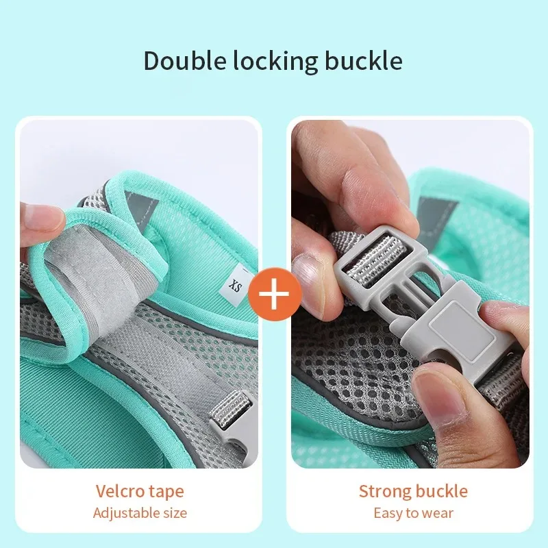 Conjunto de correa de arnés para perros pequeños, arnés ajustable para cachorros y gatos, chaleco, Bulldog Francés, Chihuahua, Pug, correa para caminar al aire libre - imagen 4