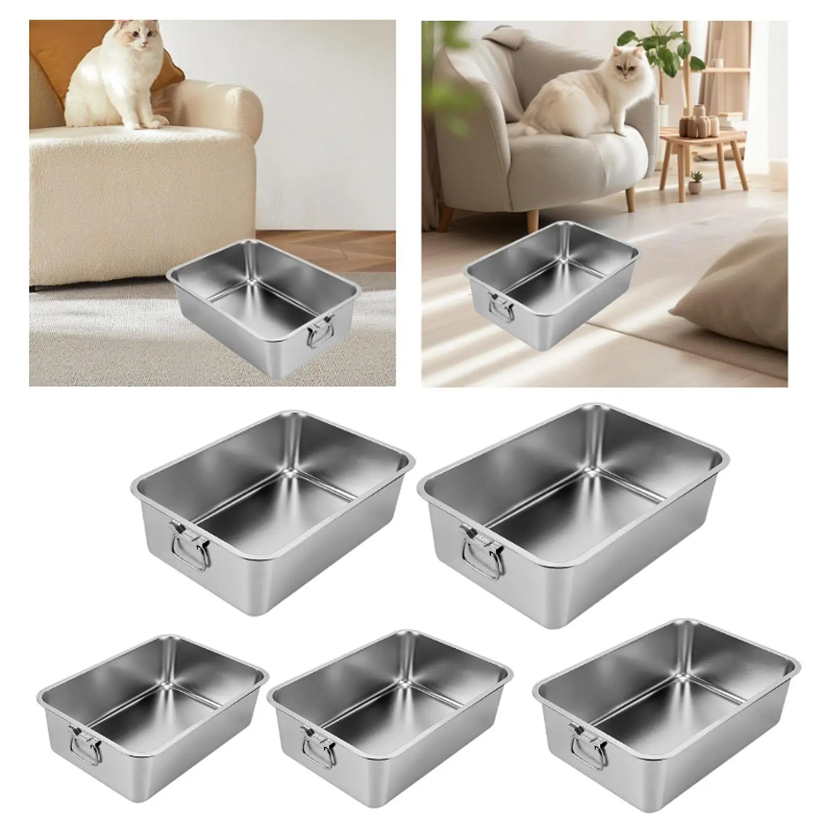 Cat Litter Box Anti Splashing High Sided Kitten Toilet High Sided Litter Pan