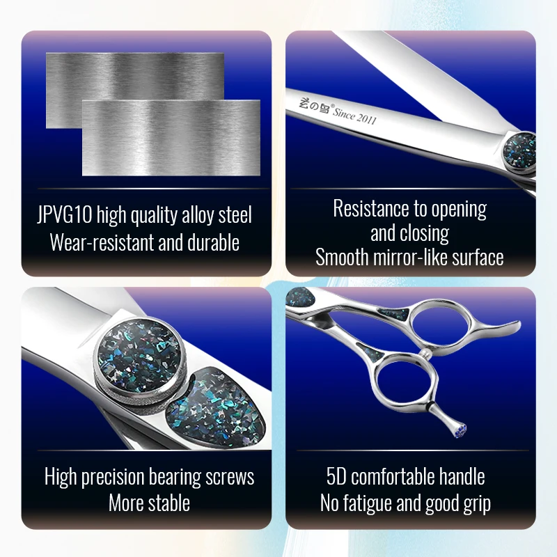 Fenice King Series VG10 tornillos de rodamiento de carcasa de acero 7/7,5 pulgadas tijeras de peluquería rectas/curvas más delgadas tijeras para mascotas - imagen 3