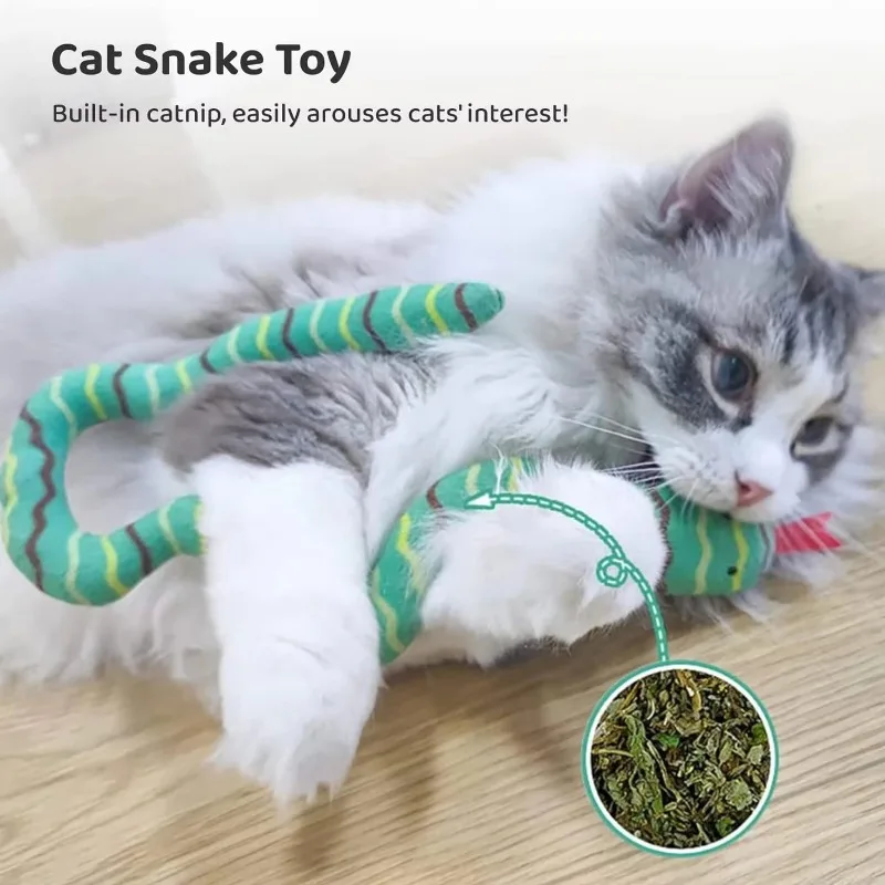 Juguete interactivo de hierba gatera para gato, juguete interactivo de peluche para gato, serpiente glotón, resistente a mordeduras, Molar, juguete para regalo para gato, accesorios para mascotas