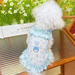 Vestido floral halter con argolla D para gatos y perros