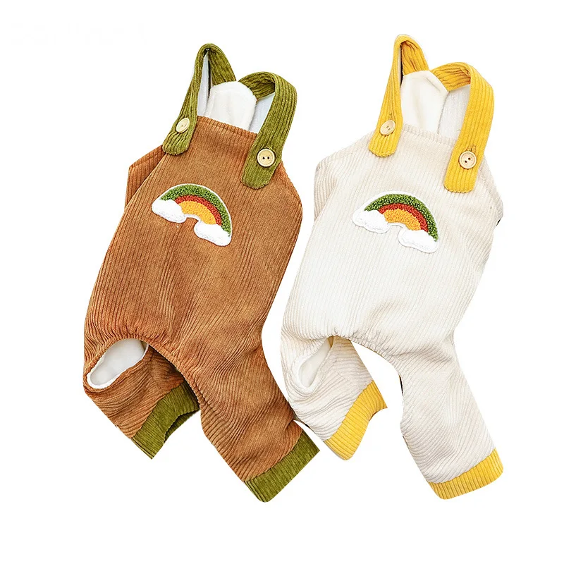 Ropa de cachemira para mascotas, mono con tirantes de arcoíris, cálido y cómodo, diseño de moda, invierno, Ins, novedad - imagen 4