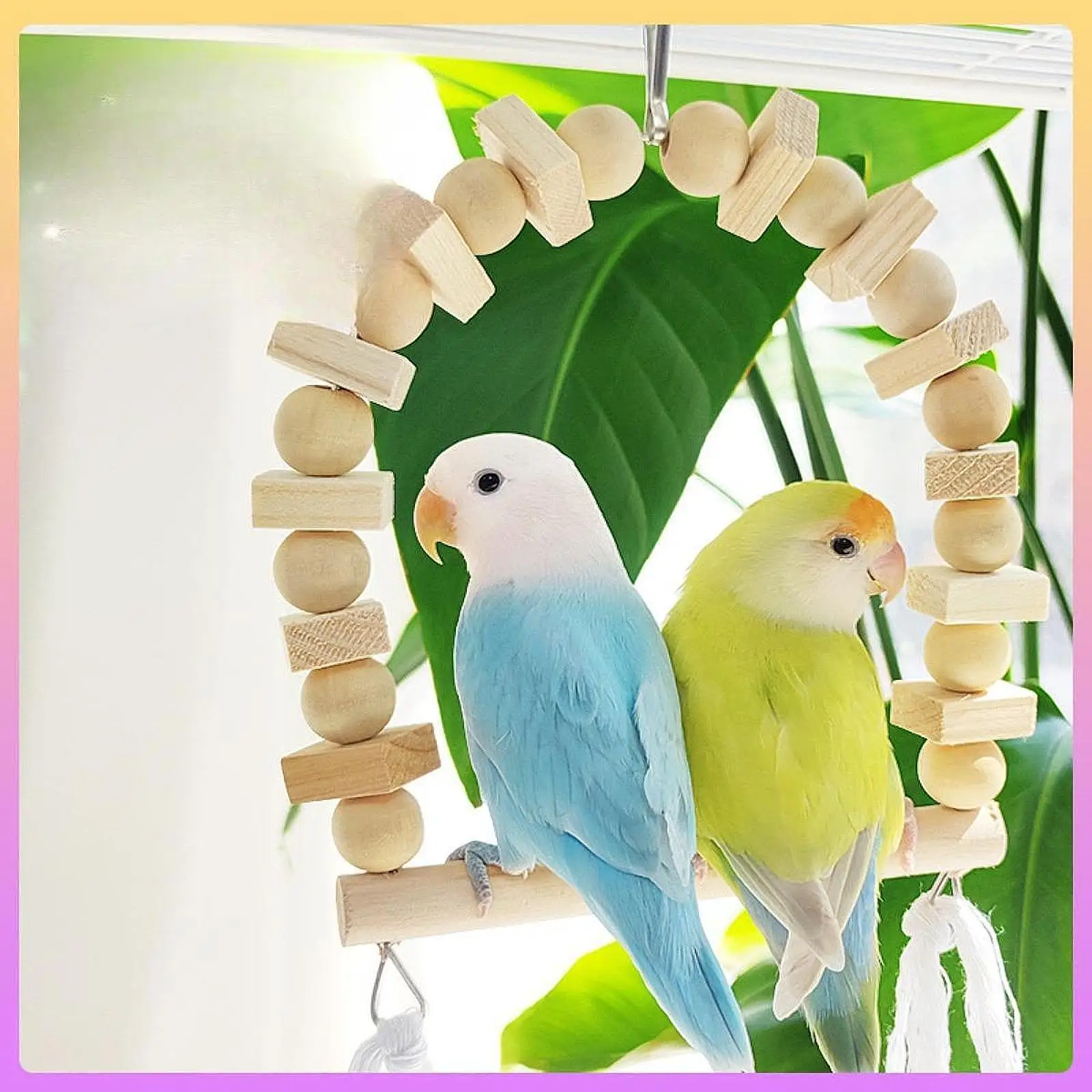 Bird Swing, Wooden Training Toys, Hanging, Standing, Animal Claw Grinding Stand for Parakeet Balance Exercise Training