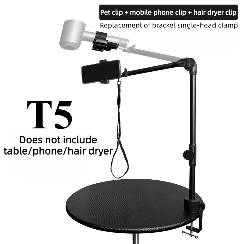 Soporte de Metal para secador de pelo de perro, brazo ajustable, soporte estable para secador, accesorio de aseo profesional portátil para el hogar, pellizco en la mesa - imagen 2