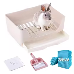 Caja de arena para conejos inodoro con cajón y accesorios limpieza