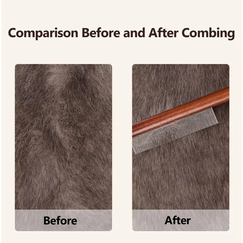 Cepillo de pelo para gatos, removedor de pelo de masaje con dientes de acero inoxidable, peines suaves para el cuidado de mascotas para eliminar enredos, perro portátil - imagen 2