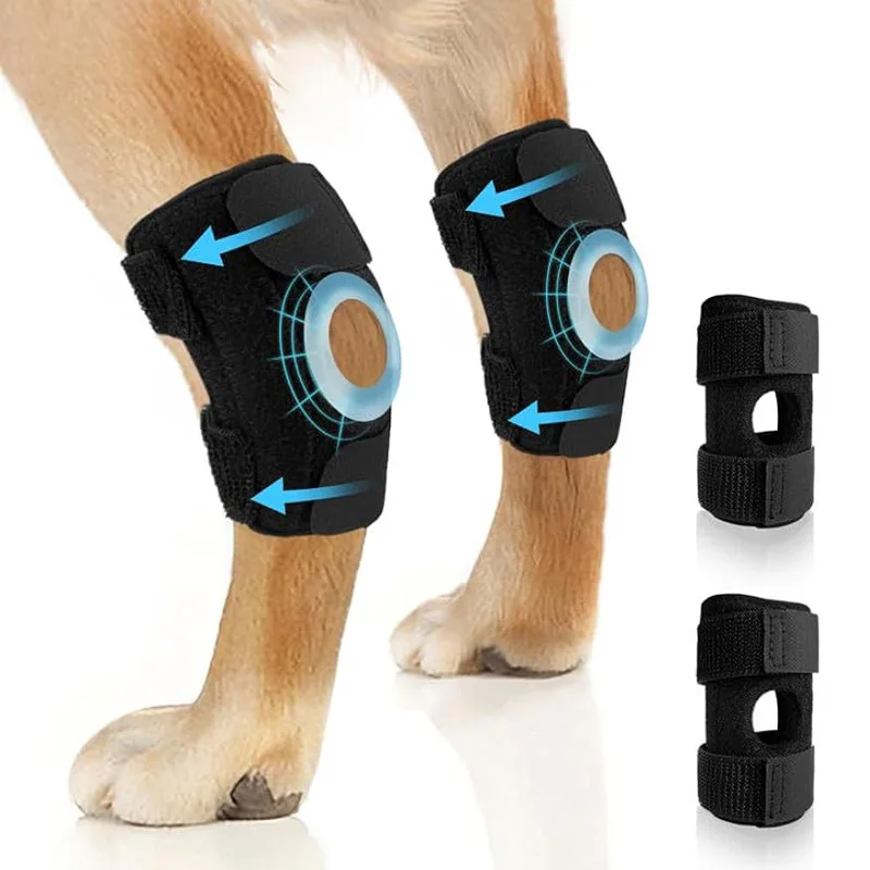 Protector de pierna para perro, rodillera con anillo de silicona de Gel, estabilizador de resorte, protección ajustable para aliviar el dolor para artritis - imagen 3