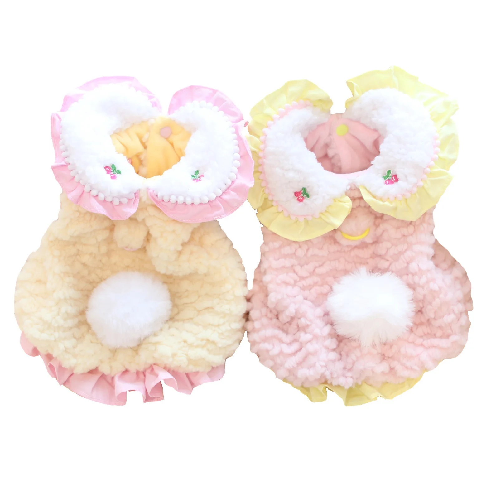 Otoño/Invierno, falda de calabaza de felpa para mascotas, abrigo de doble capa, camiseta sin mangas de peluche para gatos, falda, ropa para cachorros, ropa para perros pequeños - imagen 5