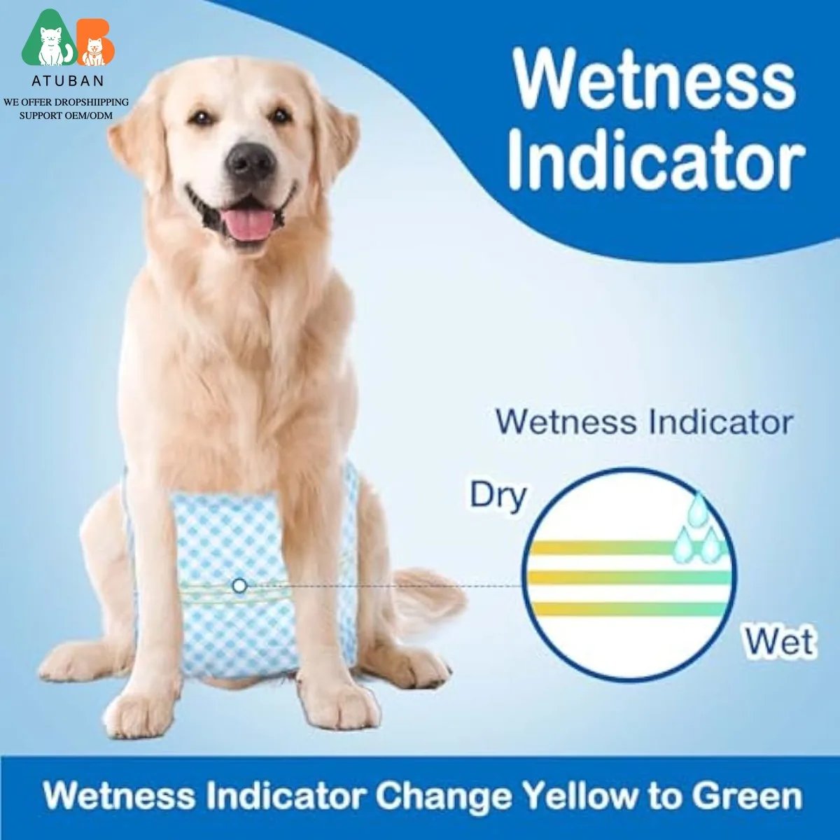 Pañales absorbentes para perros machos con indicador de humedad - imagen 3