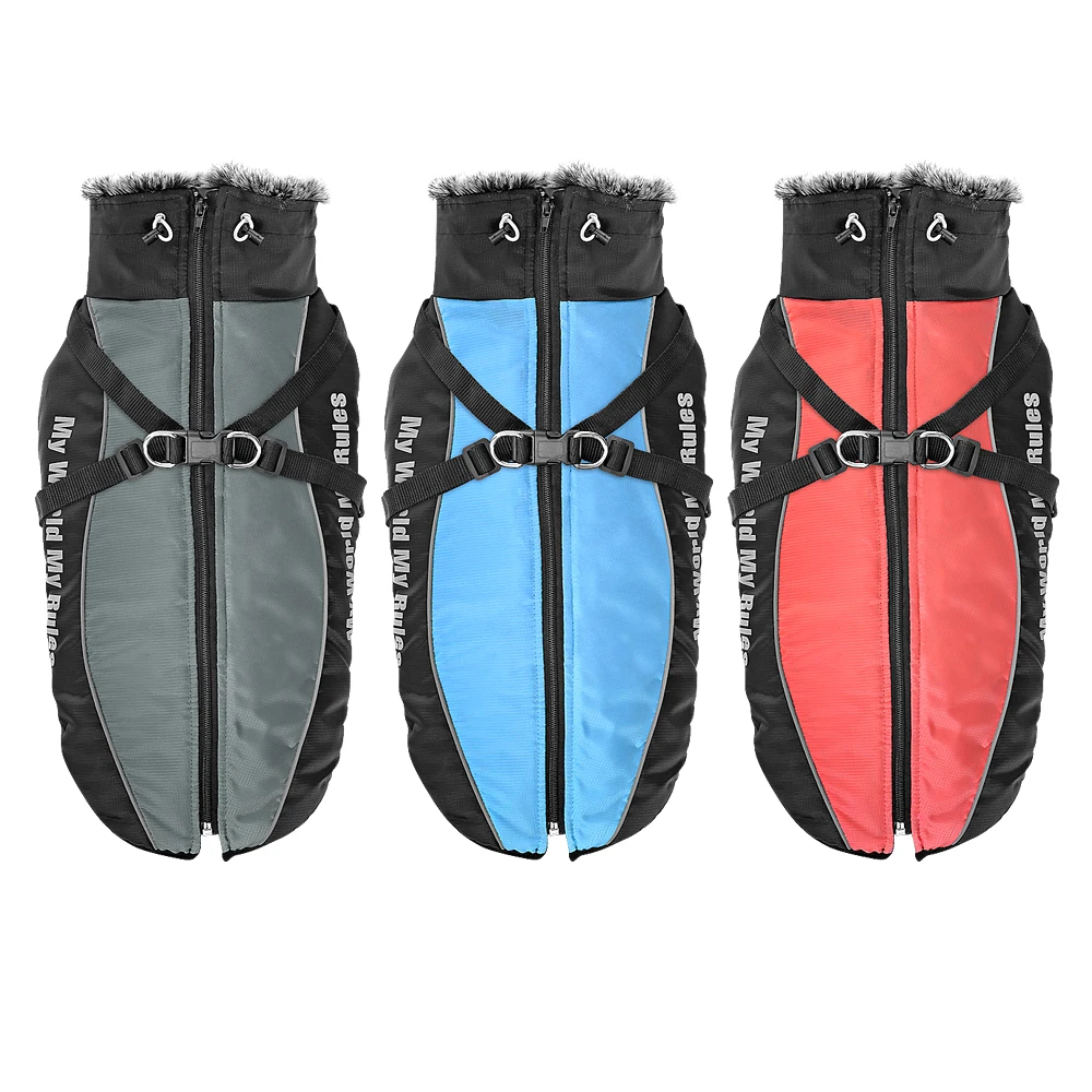 Ropa cálida para perros con arnés, ropa de invierno para perros, chaleco para Labrador, galgo, Bulldog Francés, trajes, abrigo impermeable para perros grandes - imagen 2