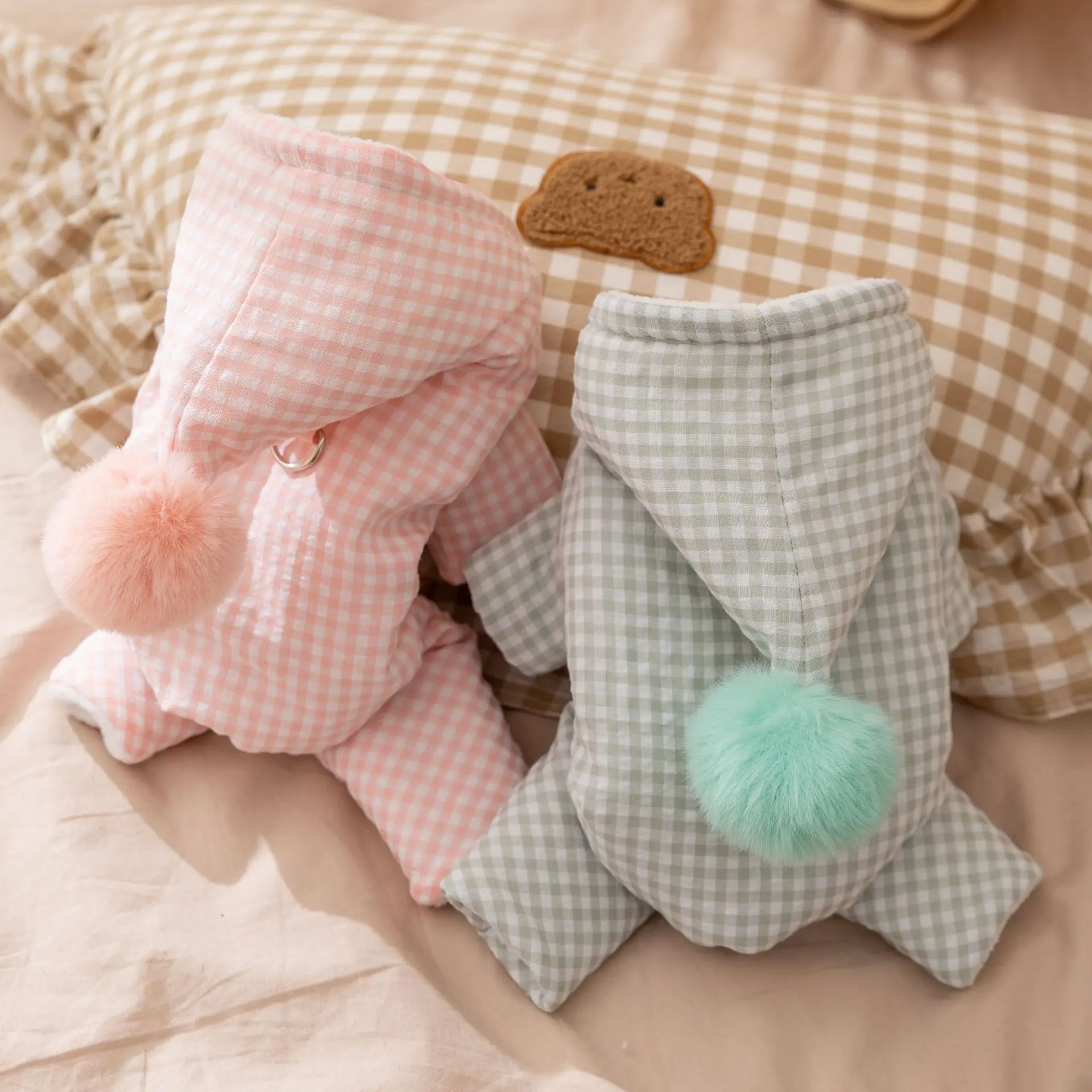 Mono de cuatro patas para otoño e invierno para mascotas - Abrigo peludo |   Pijamas navideños para perros y cachorros pequeños