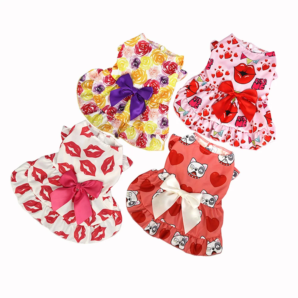 Female Dog Princess Wedding Dress Spring Summer Pet Clothes Rosette&Bow Dresses Cat Puppy Skirt for Small Dogs ropa perro - imagen 3