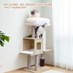 Árbol para gatos mediano de 42 pulgadas, modelo de escalera verde, marco de escalada para gatos, torre para gatos de varios niveles con poste rascador para gatos, perca acogedora para gatos
