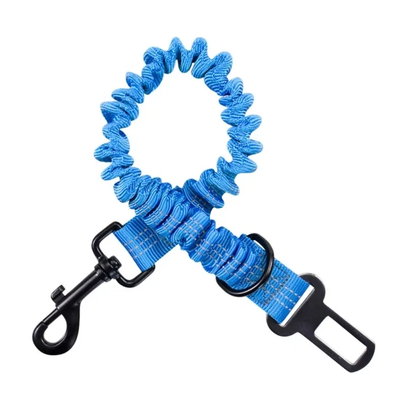 Cinturón de seguridad de coche para perros y gatos, correa de vehículo con amortiguación ajustable, cuerda de seguridad reflectante elástica - imagen 4
