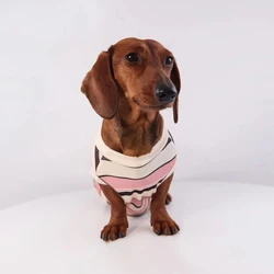 Camiseta primavera a rayas para perro salchicha – algodón manga corta