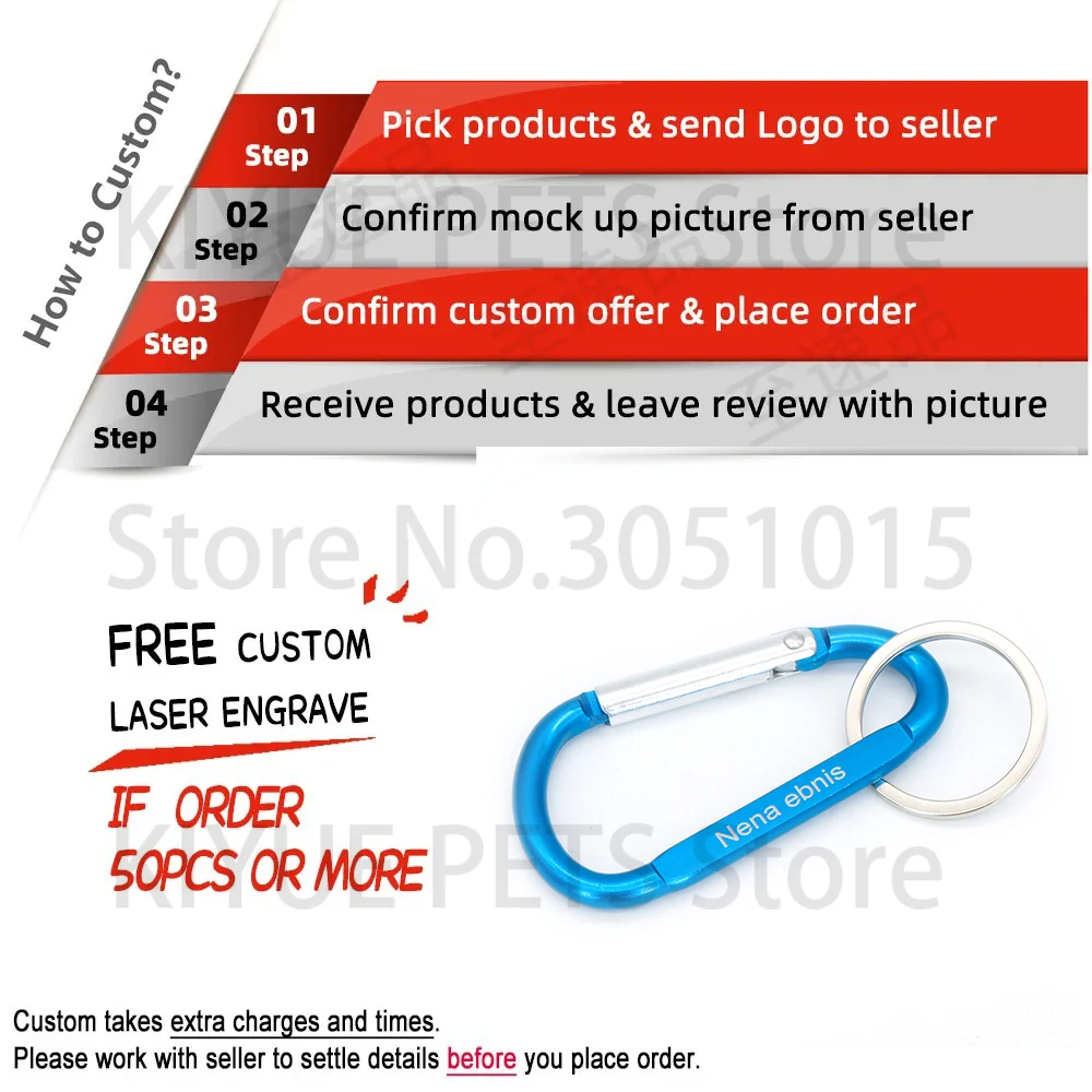 Lote de 100 Uds. De mosquetones pequeños, llavero con anilla, Mini Clips Caribeaner, logotipo personalizado, regalo de promoción, gancho a presión, anillo en forma de D personalizado - imagen 2