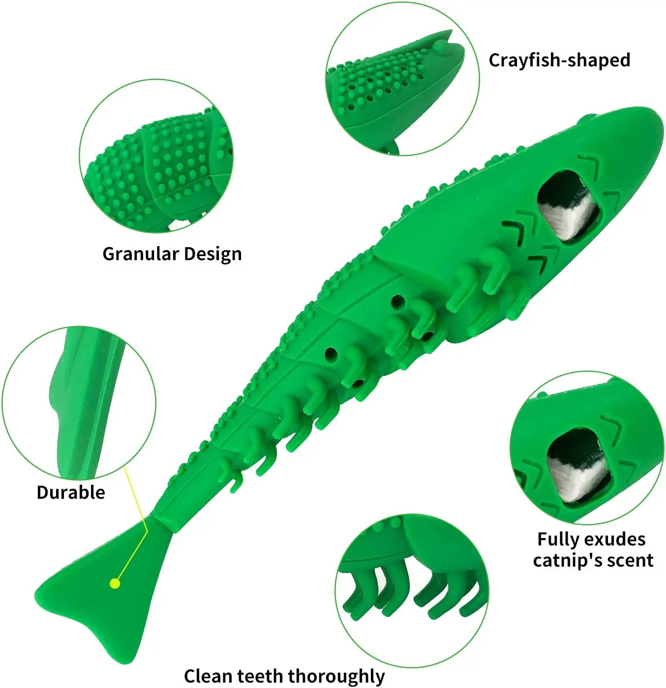 ATUBAN-cepillo de dientes para gatos, juguete con hierba gatera, cuidado Dental de goma interactivo para gatitos, juguetes duraderos para masticar seguro en forma de cangrejo - imagen 3