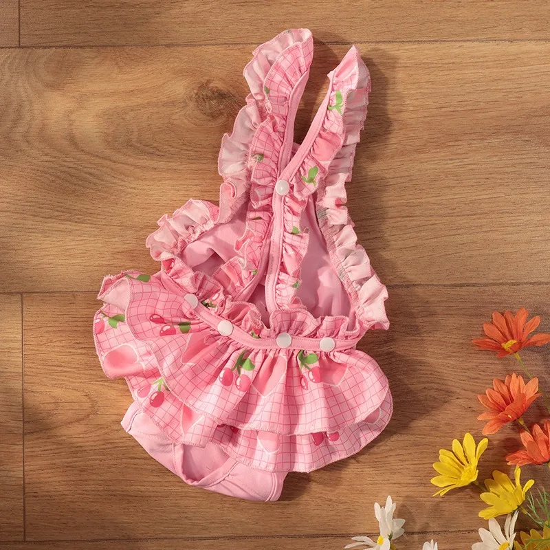 Nuevos pantalones menstruales para perros, pantalones fisiológicos de encaje con tirantes, pantalones fisiológicos para perros con arnés dulce de verano - imagen 5