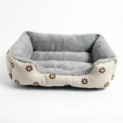 Cama nido con estampado de hojas para perros pequeños y gatos