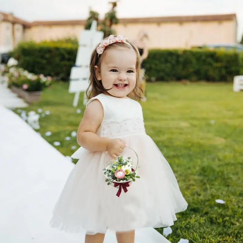 Cesta de flores tejida para boda, cestas de mimbre, mimbre, sauce, pequeño picnic, arreglo para niña, ASA, pan, fruta, organizador de fiesta - imagen 2