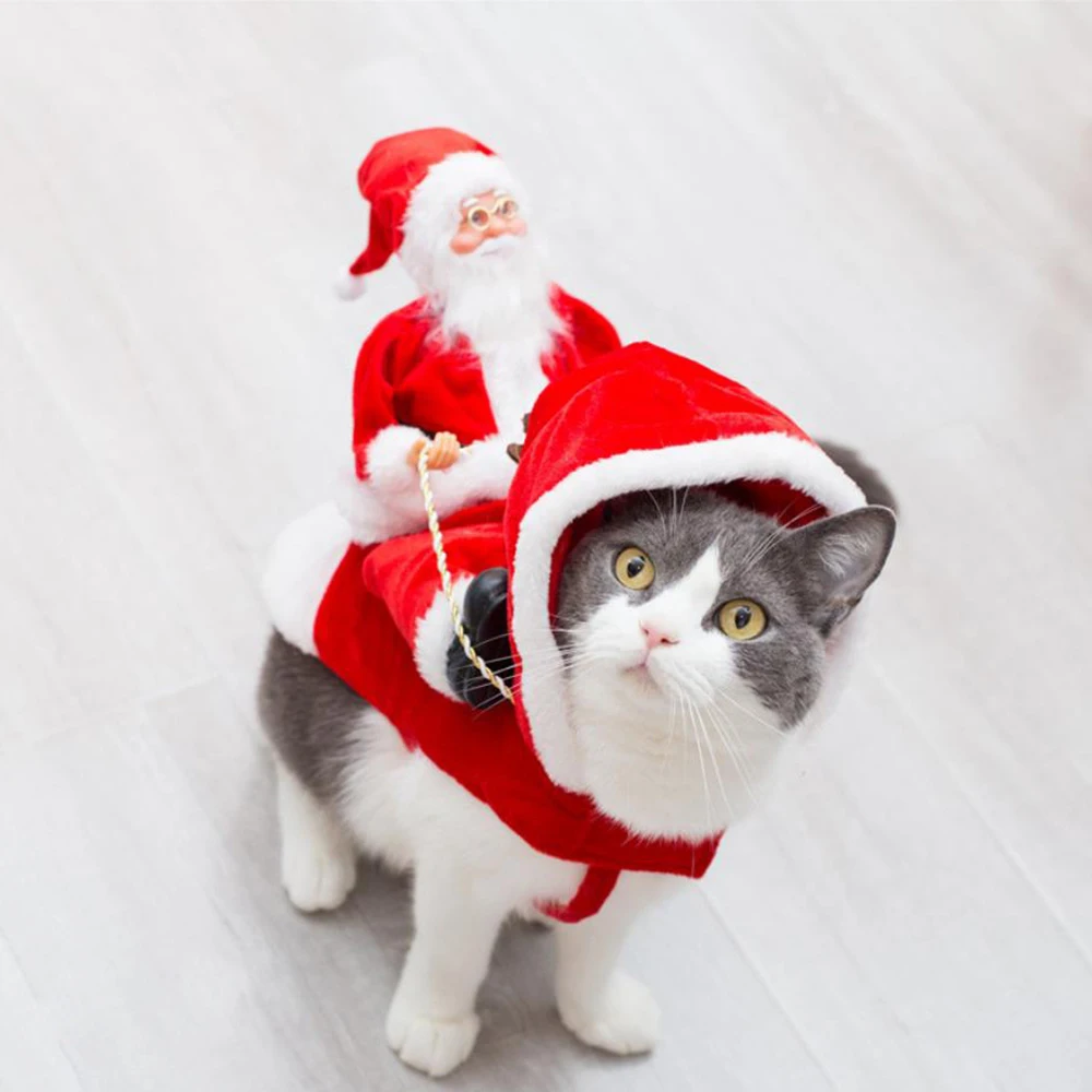 Disfraz navideño de Gato para gatos, Gotas, divertido Papá Noel, cachorro, perro, montar a caballo, traje maltés Sphynx, Yorkies, mascotas, ropa
