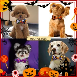 2 uds Halloween perro gato pajarita Halloween Chihuahua Collar elástico perro Collar para cachorro calabaza fantasma murciélagos accesorios para mascotas