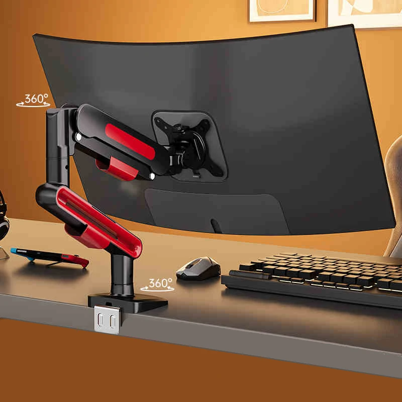 Soporte de Monitor único de hasta 32 pulgadas y 19,8 libras, soporte de montaje de escritorio para pantalla de ordenador, soporte de mesa de juegos Rgb ajustable para PC/TV