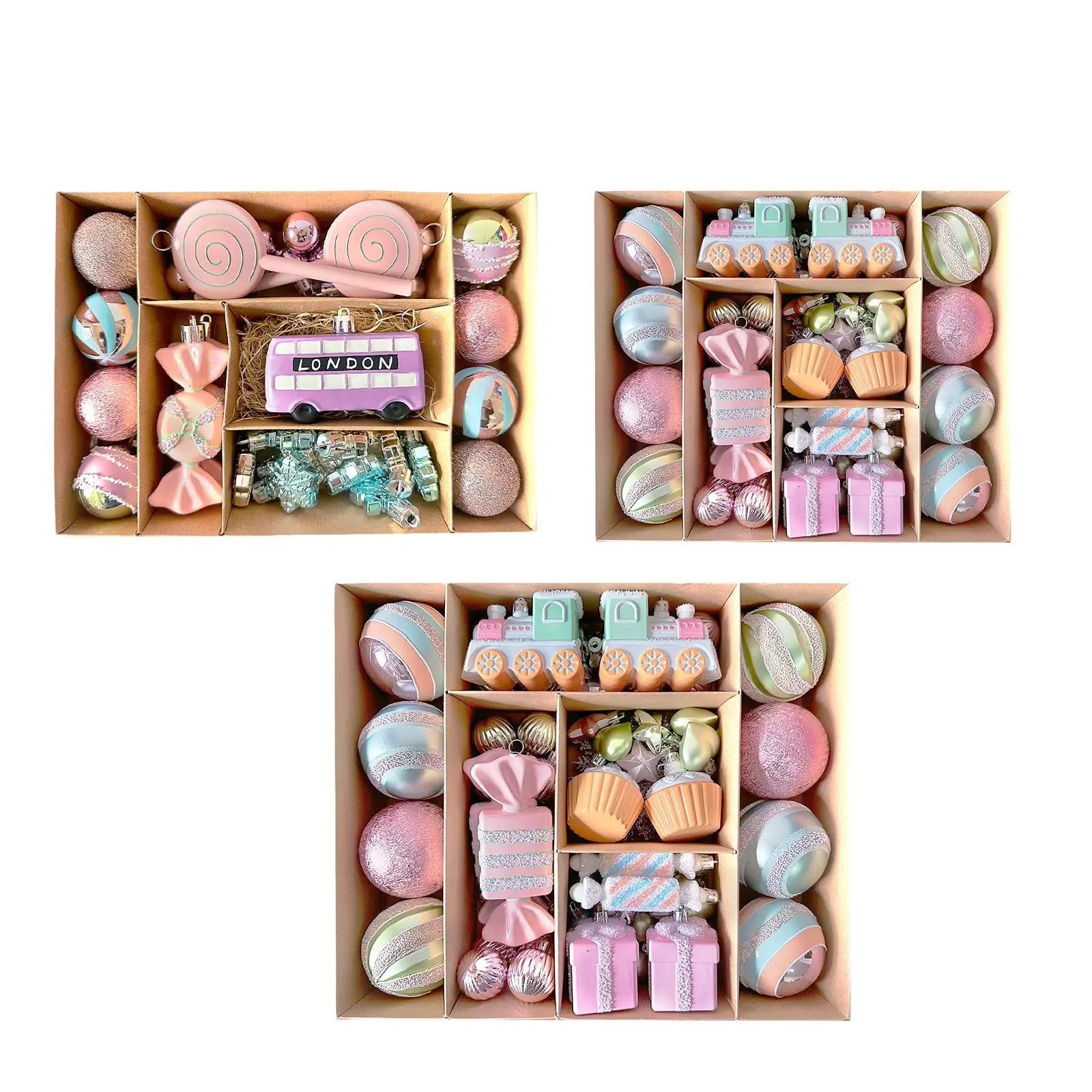 Juego de colgantes de bolas de Navidad, surtido de accesorios decorativos inastillables, decoración de Navidad para bodas, ligero - imagen 2