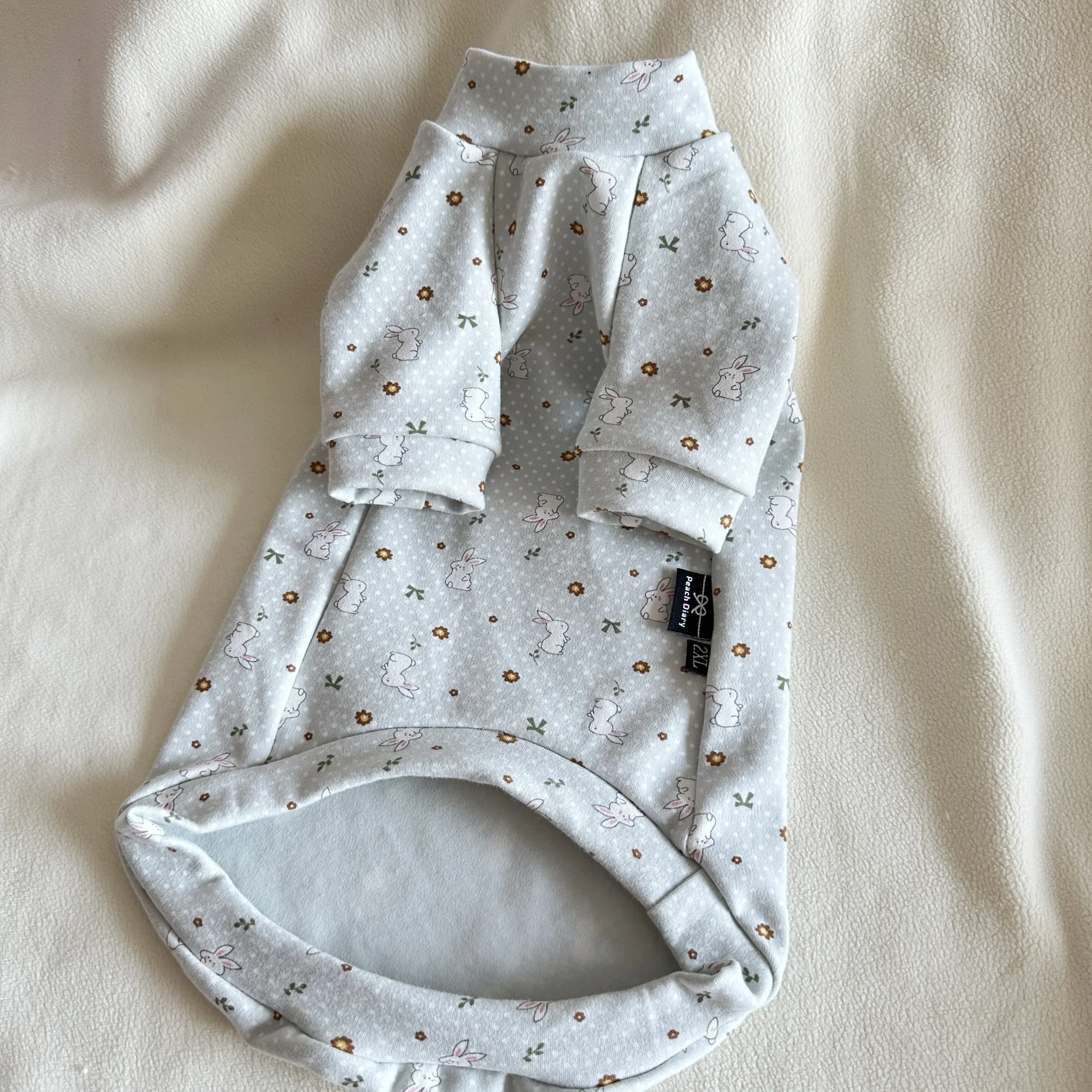 Camisa de algodón floral suave para bebé de manga larga de gato Sphynx Dibujos animados lindo oso loungewear para Devon Rex Abrigo de rayas azules en primavera - imagen 4