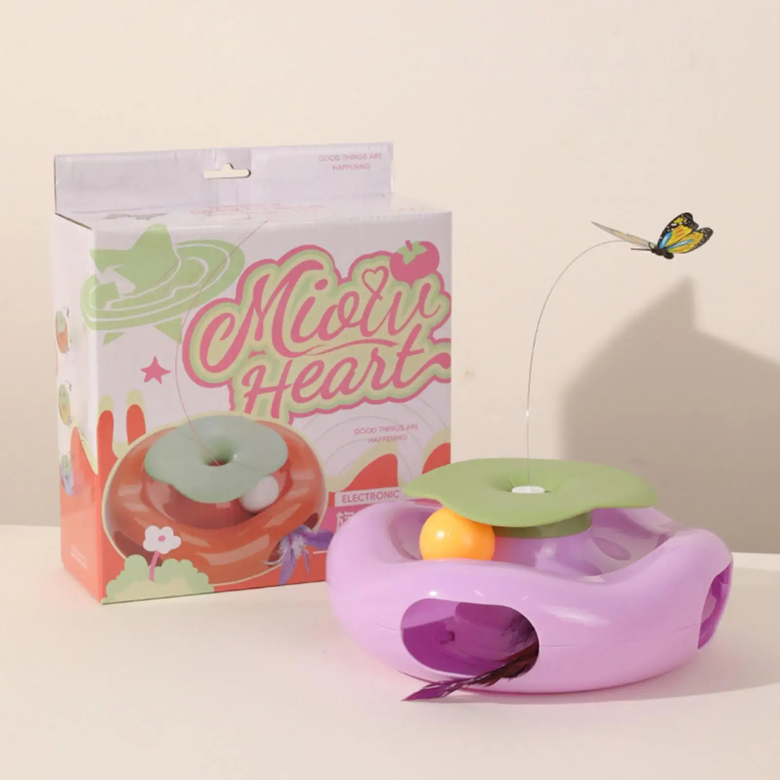 Cat Interactive Exercise Supplies Portable Lightweight Electric Butterfly with Feather for Indoor Cats