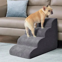 Perrera desmontable y lavable, sofá de espuma viscoelástica para perros, escaleras para mascotas de 3 escalones para perros pequeños, escalera con rampa para gatos, escaleras para mascotas