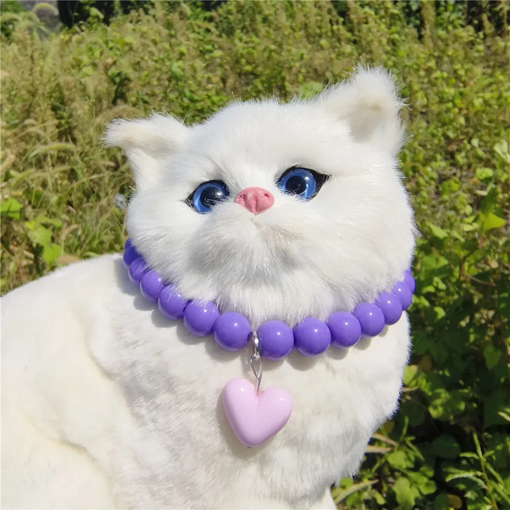 Collar de perlas de colores caramelo para mascotas, Collar ajustable con colgante en forma de corazón para perros pequeños y medianos, suministros para mascotas, 1 ud. - imagen 5