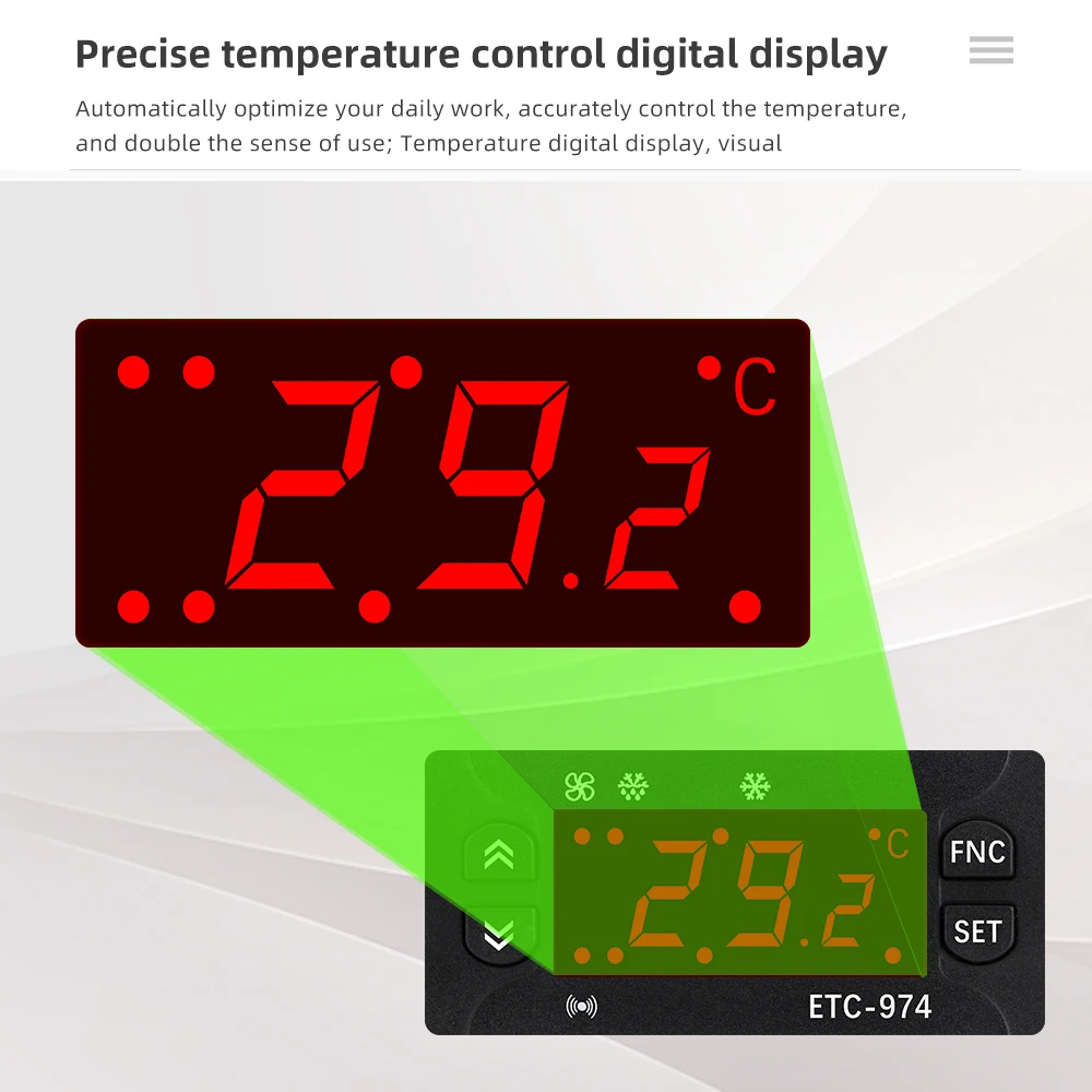 Controlador de temperatura Digital de 220V, termostato de refrigeración de precisión, microordenador, termorregulador, Control de temperatura, Sensor NTC - imagen 4