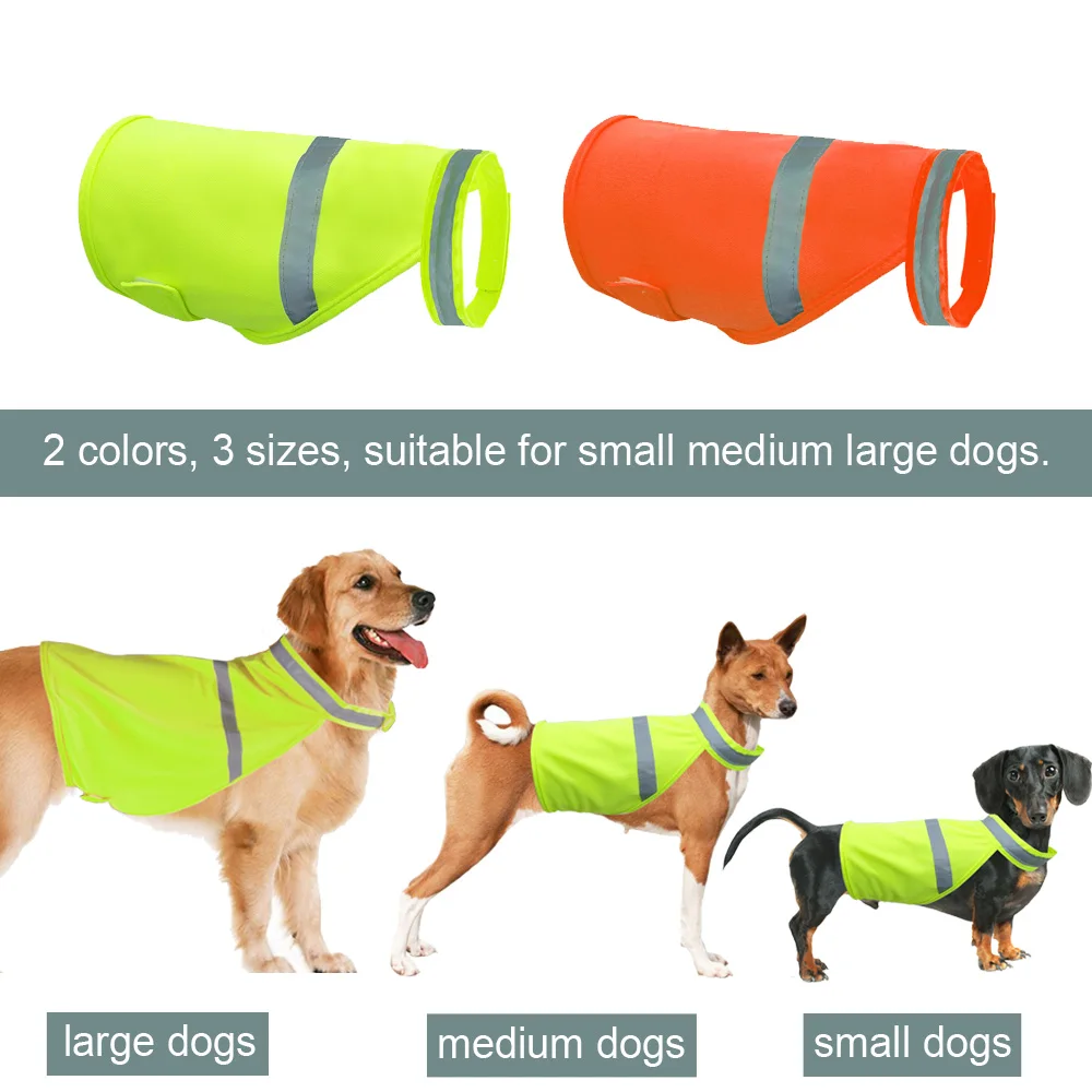 Chaleco reflectante para perros, ropa fluorescente de seguridad nocturna para perros, abrigo impermeable para mascotas pequeñas y grandes, color naranja y verde - imagen 2