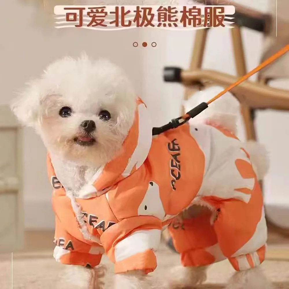 Pet Otoño e Invierno Mono grueso y cálido Teddy Pantalones de cuatro patas Chaqueta de lana de invierno Perro pequeño y mediano