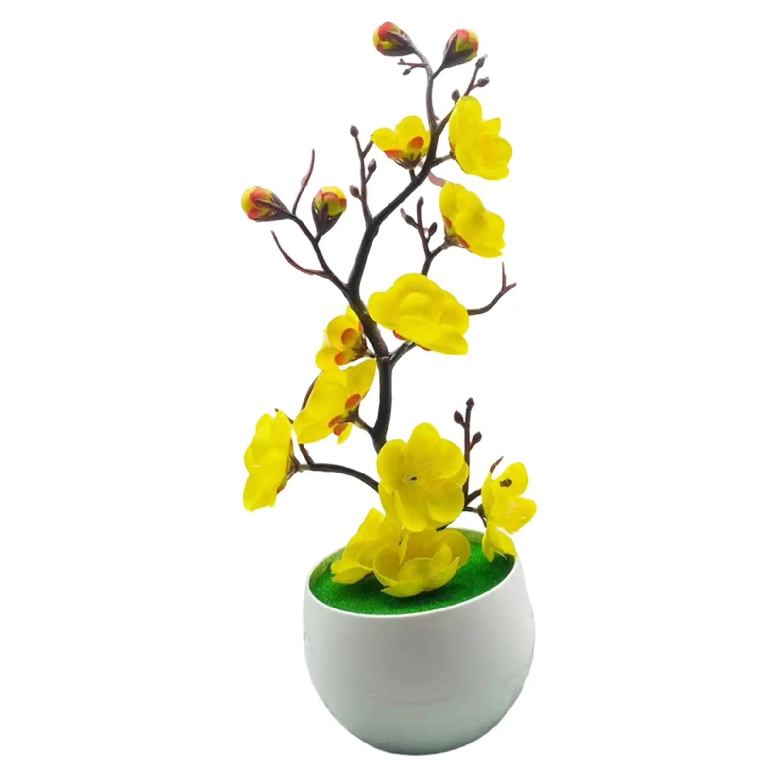 Artificial Blossom Bonsai Pot Realistic Potted Blossom Lightweight Simulation Flower with Vase for Wedding Table