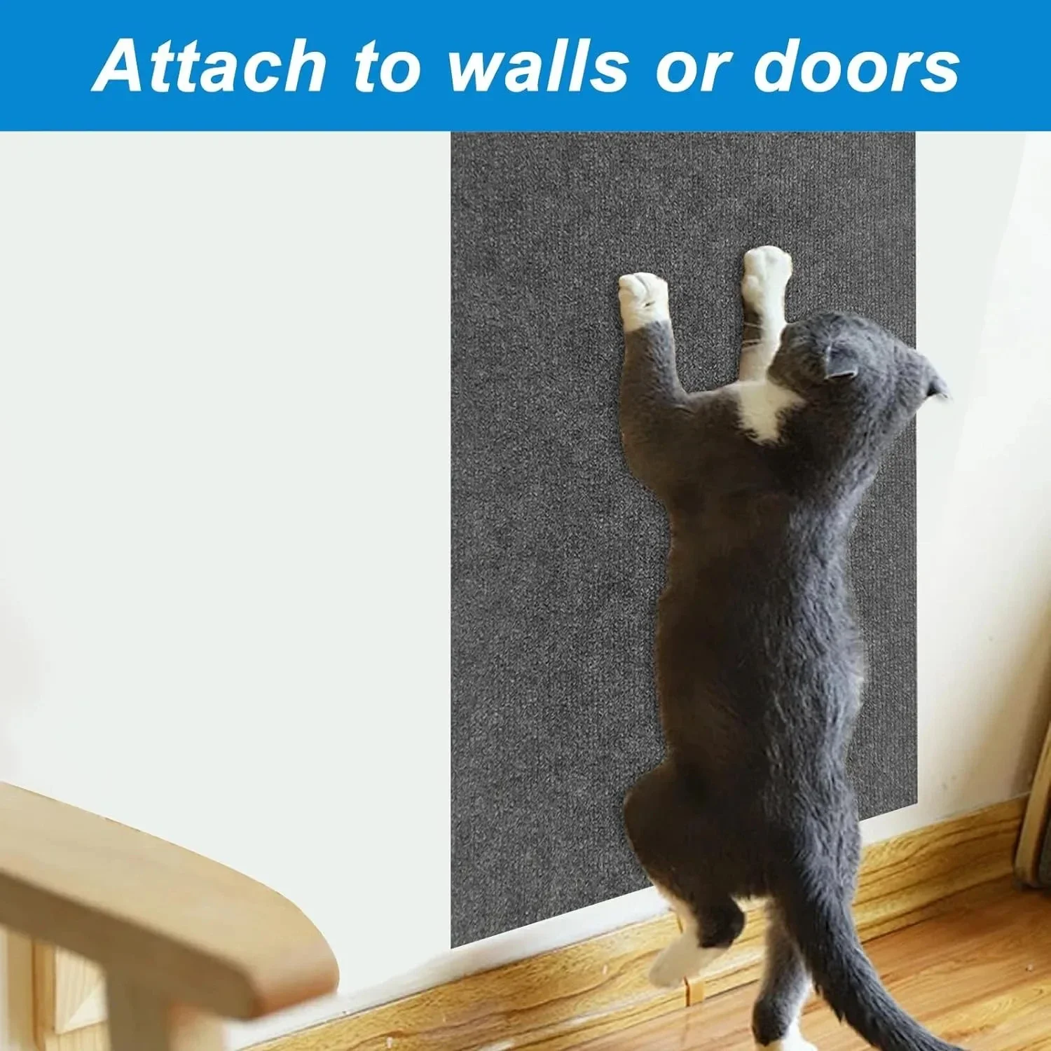 Almohadilla para rascar gatos montada en la pared, tablero para rascar gatos autoadhesivo antideslizante, Protector de muebles de interior duradero y cortable - imagen 2