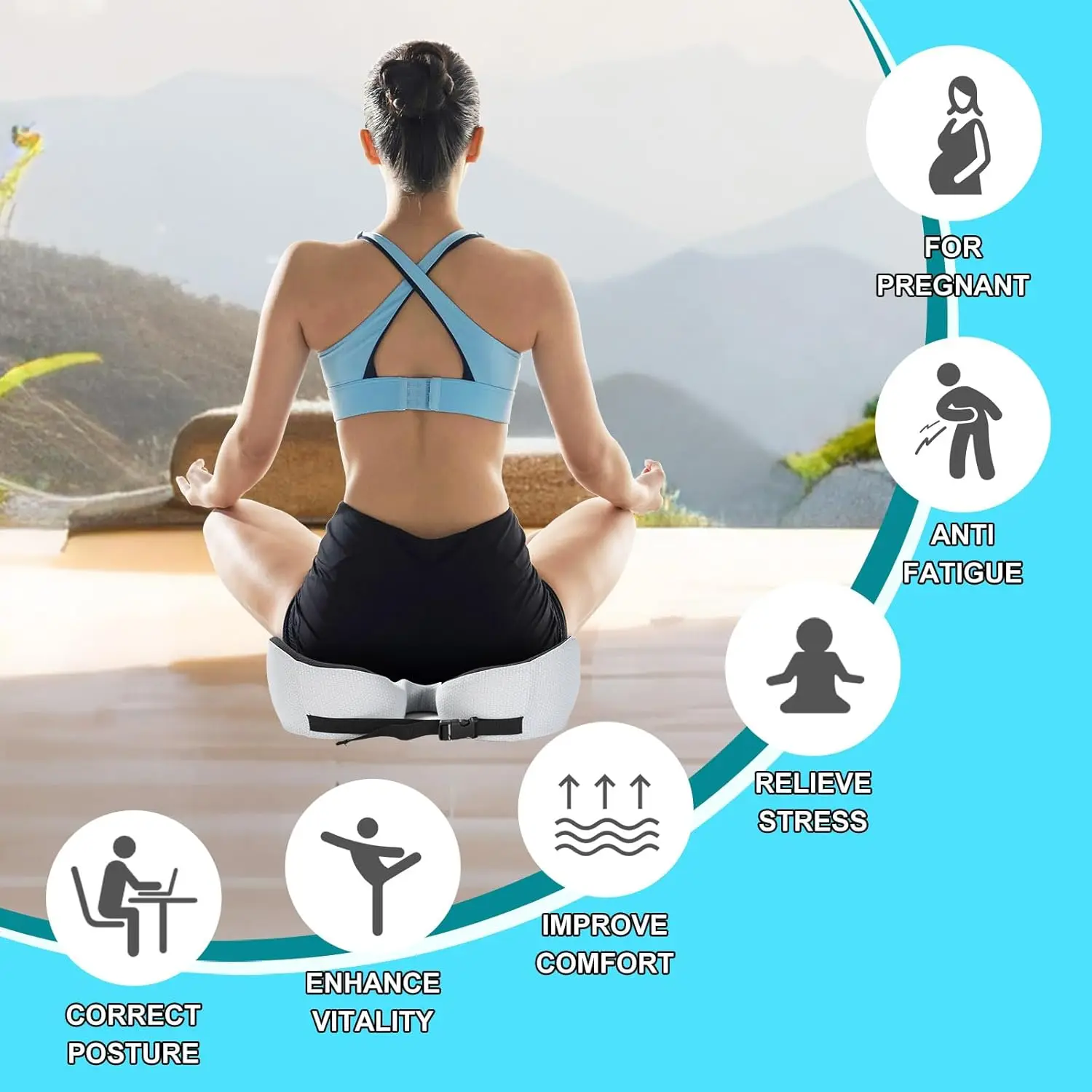 Cojín de asiento grande de espuma viscoelástica para aliviar la presión, almohada antideslizante para aliviar el dolor de ciática y hueso de guerra, cojines para sillas de oficina