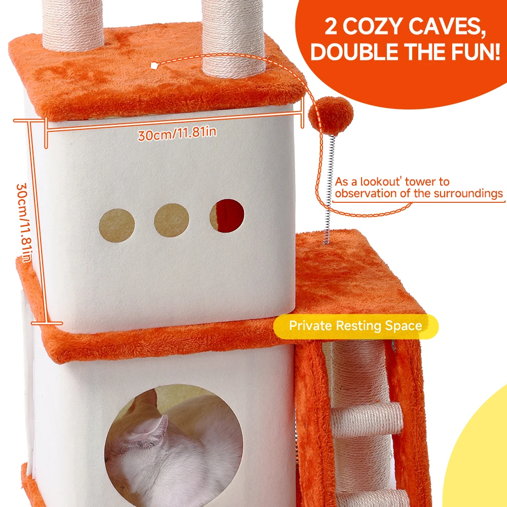Árbol para gatos multinivel con poste rascador y percha acogedora - imagen 5