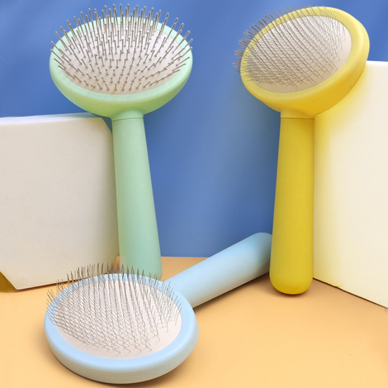 Peines acero inoxidable cuidado perros removedor pelo mascotas mango largo