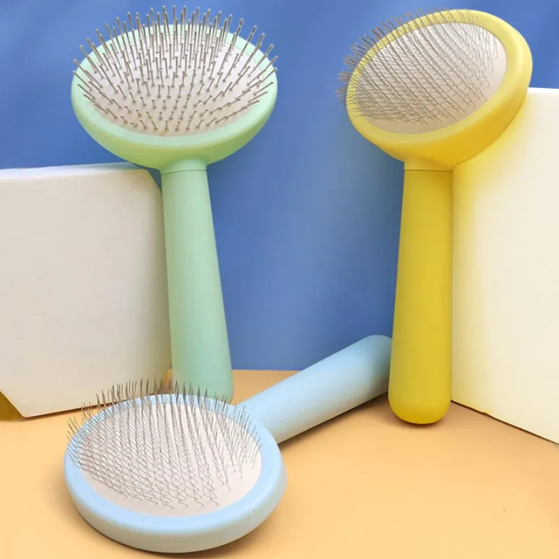 Cepillo de masaje para perros y gatos, peines de acero inoxidable para el cuidado de perros, removedor de pelo de mascotas, mango largo, accesorios para mascotas - imagen 2