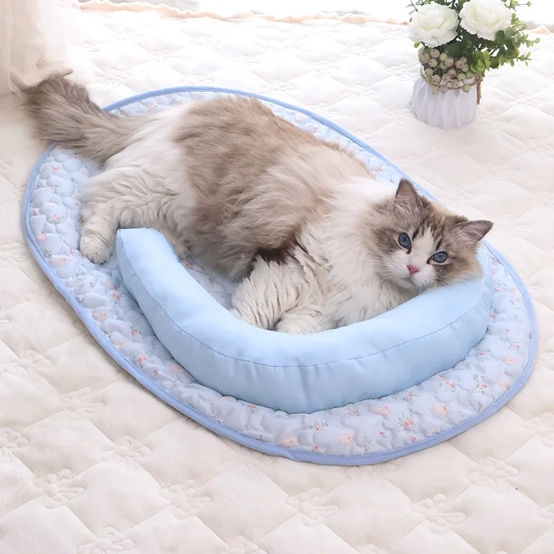 QiuqiuPetty-alfombrilla refrescante para mascotas, estera de escalada para gatos, estera para dormir en forma de U, manta refrescante para sofá, transpirable - imagen 2