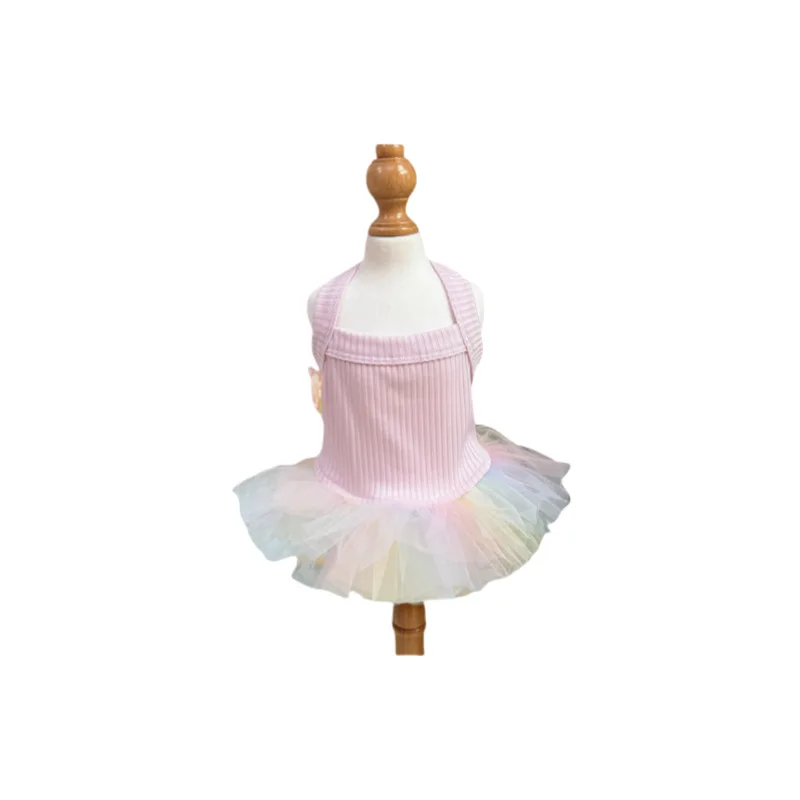 Vestido de malla colorido para mascotas, ropa para gatos, chaleco de peluche con tirantes bonitos, falda de princesa para perros pequeños, ropa para cachorros - imagen 5