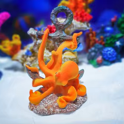 Adorno Acuario Resina – Pulpo y Tortuga Marina Decoración
