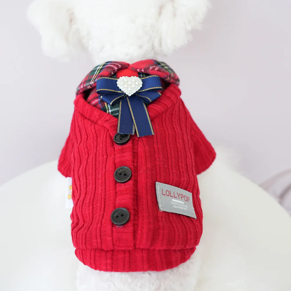 Abrigo de algodón grueso para perro – Estilo británico navideño - imagen 3