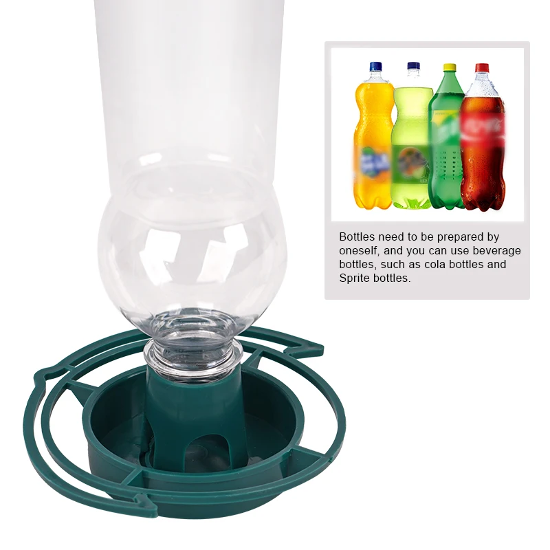Alimentador automático de aves salvajes al aire libre, cuenco de alimentación colgante de plástico, herramientas de alimentación de semillas, taza colgante de bosque, botella, Boca de acoplamiento - imagen 3