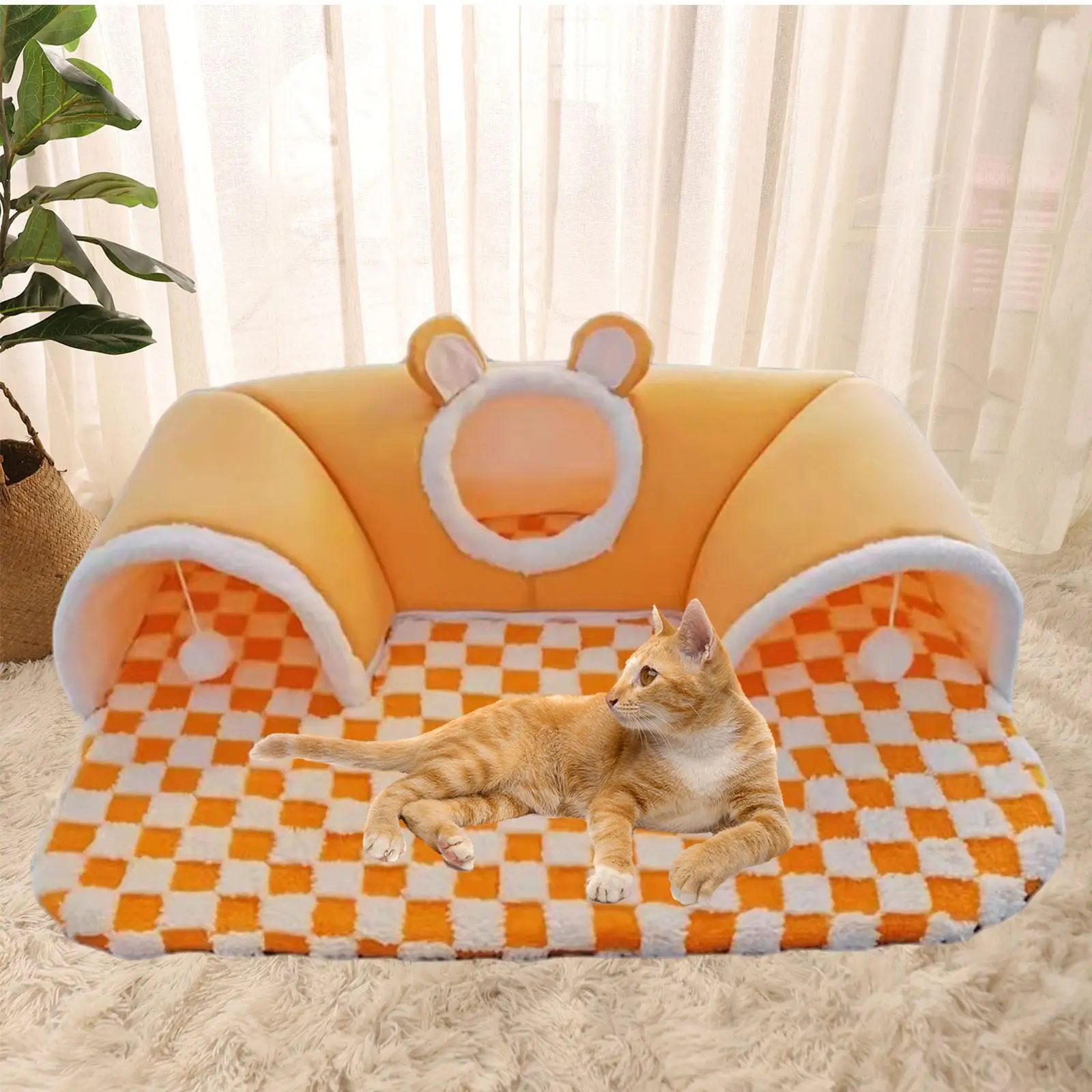 Cat Tunnel Bed Exercise Portable Playing Hut for Indoor Cats Outdoor Hamster