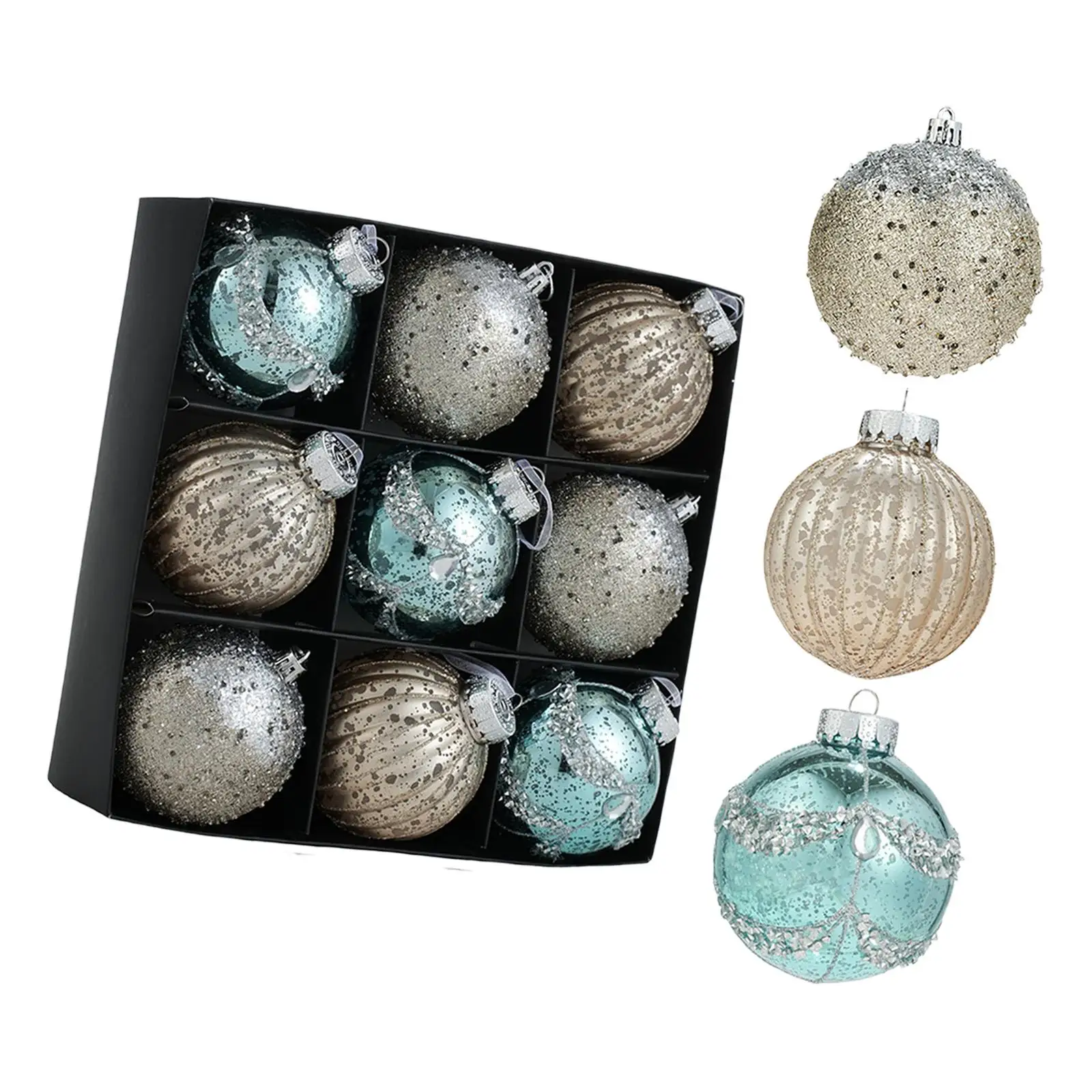 9x Glitter Christmas Ball Ornaments Xmas Hanging Decoration Table Centerpiece 3inch for Window Home Festival Wreath Fireplace 9x Glitter Christmas Ball Ornaments Xmas Hanging Decoration Table Centerpiece 3inch for Window Home Festival Wreath Fireplace